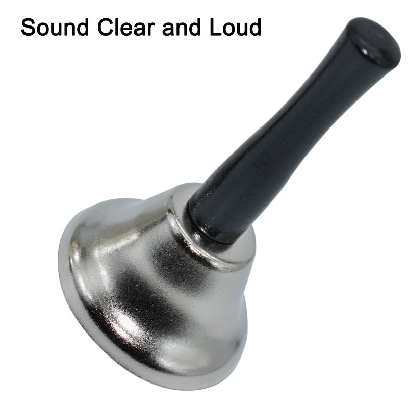 Maydahui 2 PCS Dinner Hand Bell Silver Steel Loud Call Christmas Jingle Bells for Wedding Events Decoration Alarm Inside Classroom Food Line Jingles Ringing - Image 3